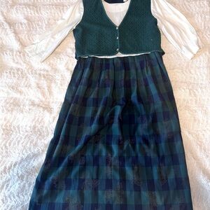 Vintage 80s Miss Dorby 3-Look Dress Plaid Pleated Cottagecore Size 12P
